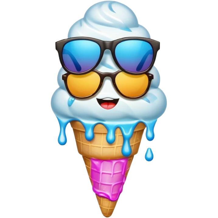 Ice cream melting with sunglasses emoji
