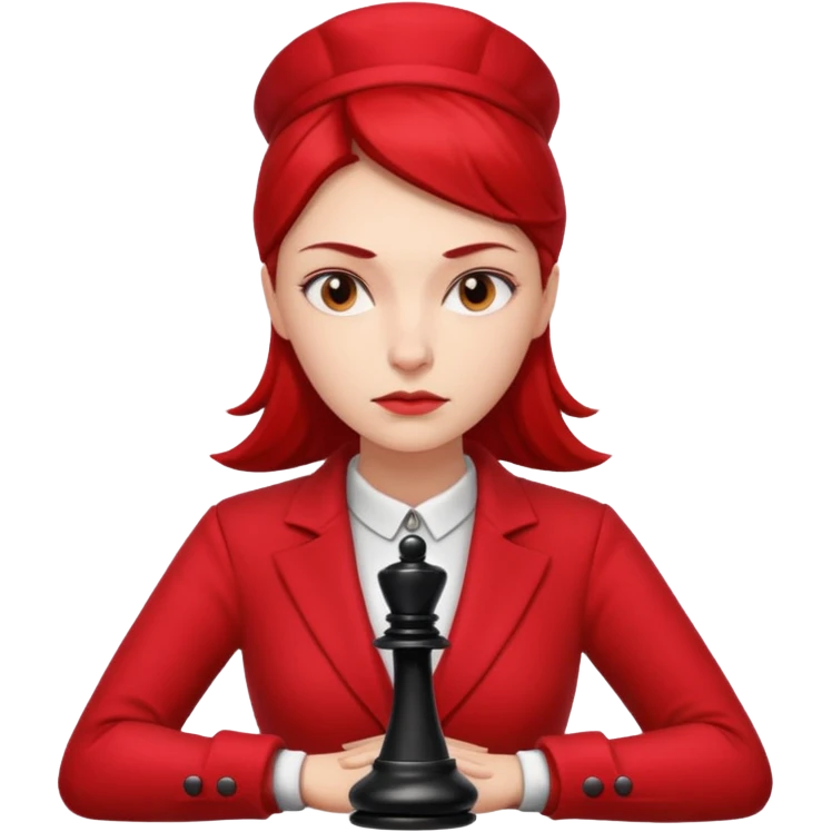 woman chess players in red outfits emoji