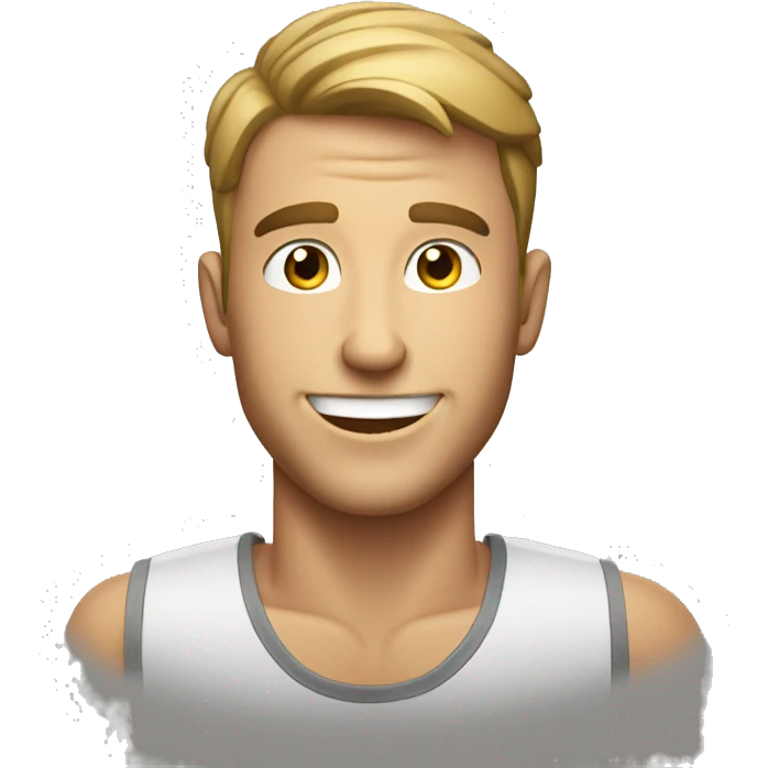 smiling fit guy with phone emoji