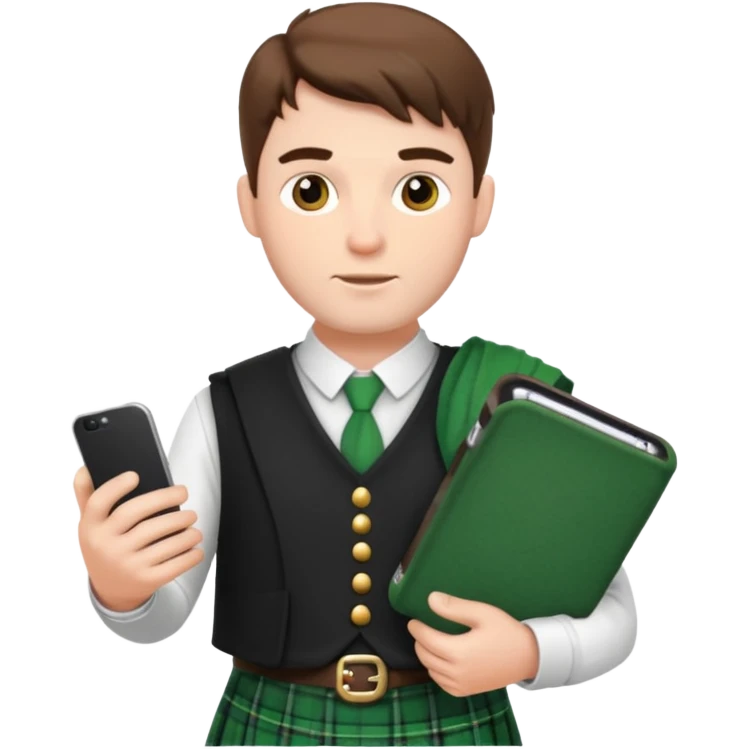ireland man with skirt and smartphone emoji
