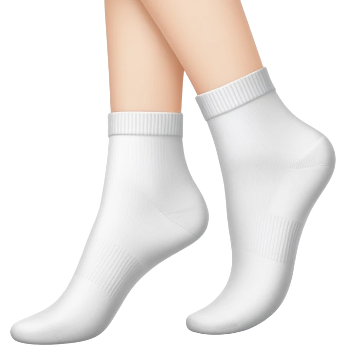 bottom view of feminine feet in white ankle socks showing soles emoji