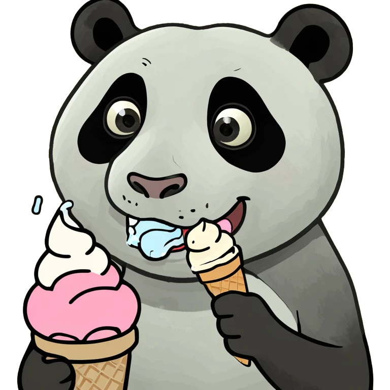 Panda eating ice cream emoji