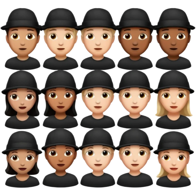 black hat wearing people emoji