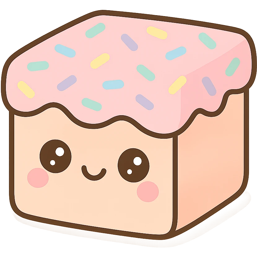 cute box with colorful sprinkles, smiling face, pastel colors, kawaii style emoji