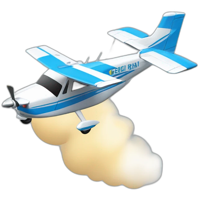 avion cessna 172 celeste, blanco y azul emoji