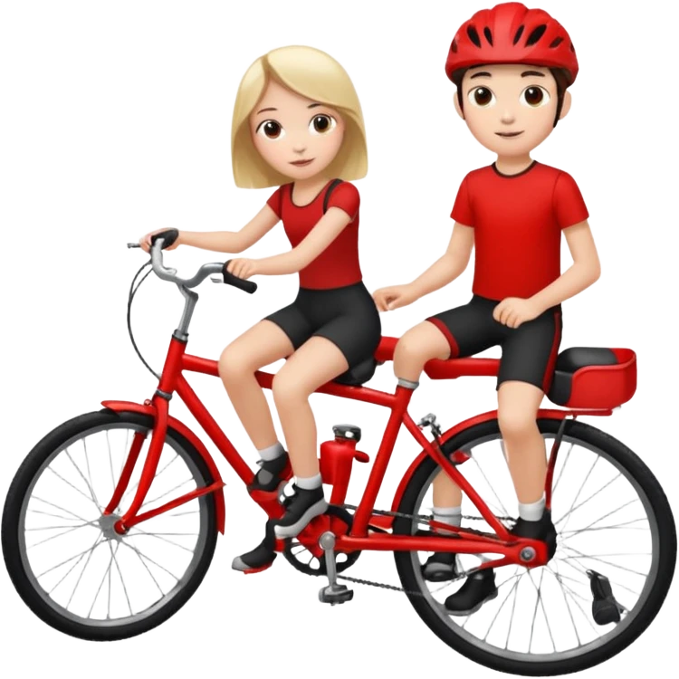 1 girl seating be side of boys bike emoji