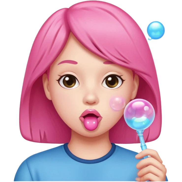 a person who blows gum bubble emoji
