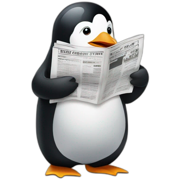Penguin reading newspaper emoji