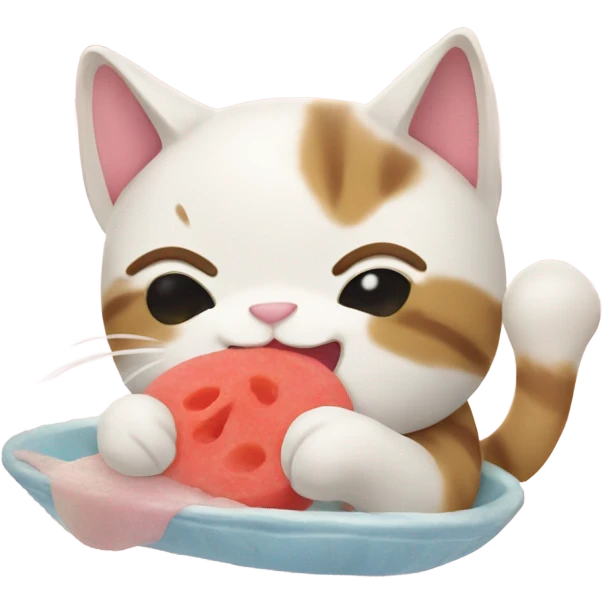 Cat eating mochi emoji