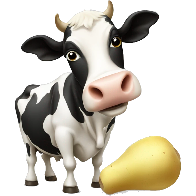 soccer Cow eats boiled potatoes emoji