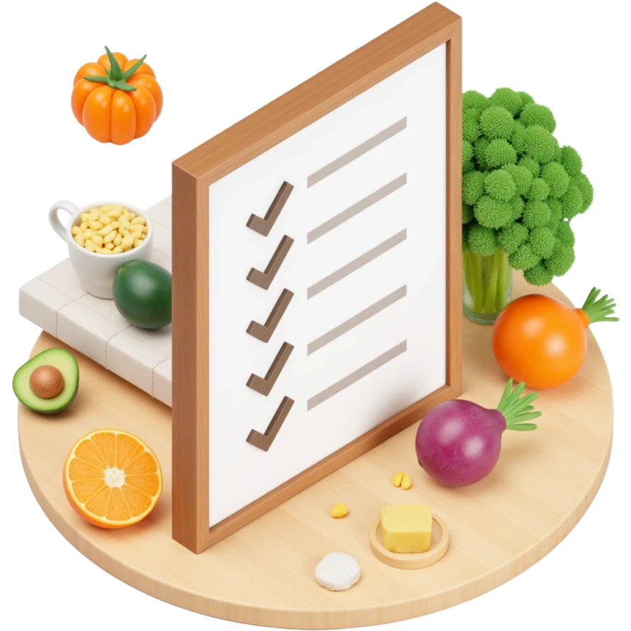 Floating Ingredients Around a List (with Transparent Background) emoji