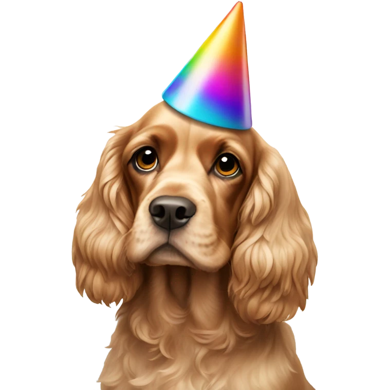cocker spaniel with party hat emoji