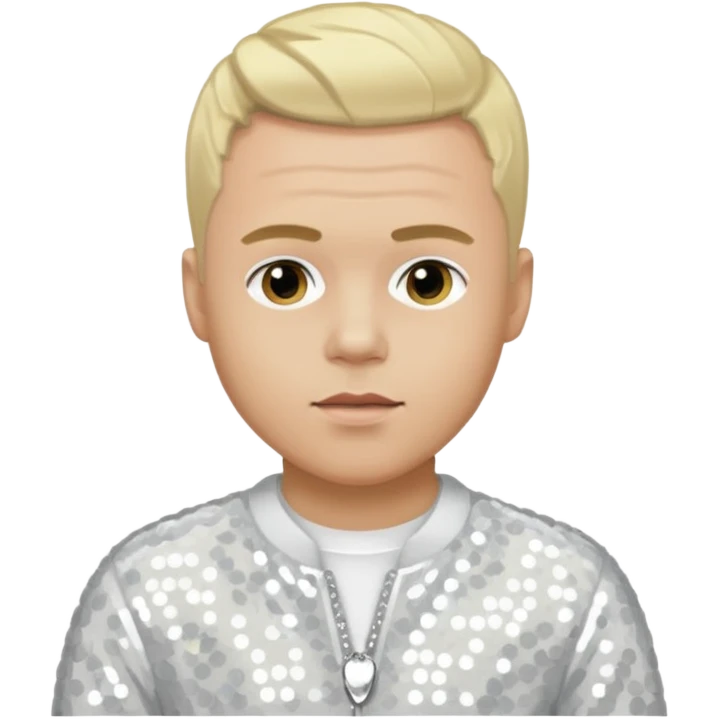 Brian Harvey from East 17 with light skin, blonde hair, white sequin outfit emoji