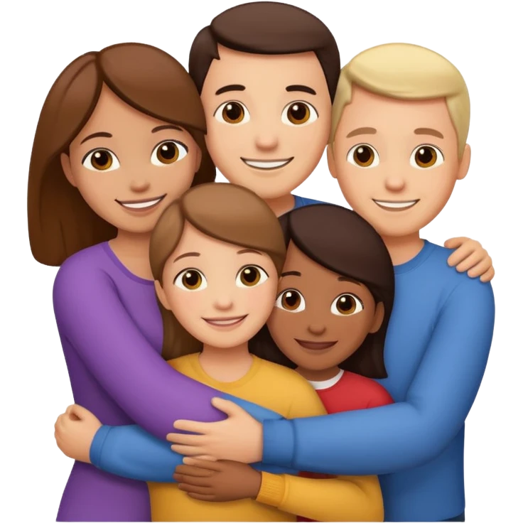 family of 5 hugging each other emoji