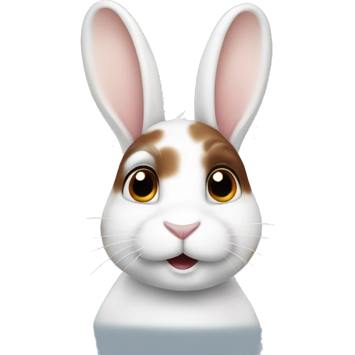 white bunny with brown spots  emoji