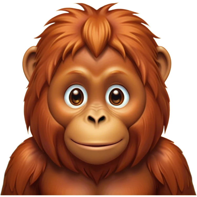 Cinematic Cute Orangutan Portrait Emoji, Head tilted playfully and inquisitively, with a gentle, expressive face accented by soft, flowing fur and round, sparkling eyes brimming with warmth, Simplified yet irresistibly adorable features, highly detailed, glowing with a warm, friendly glow, high shine, affectionate and lively, stylized with a touch of jungle whimsy, bright and endearing, soft glowing outline, capturing the essence of a mischievous yet loving orangutan that seems as if it could swing out of the screen into your arms! emoji