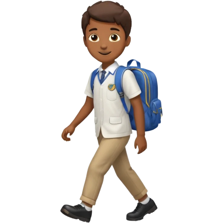 Boy walking to  in  uniform and backpack, full body emoji