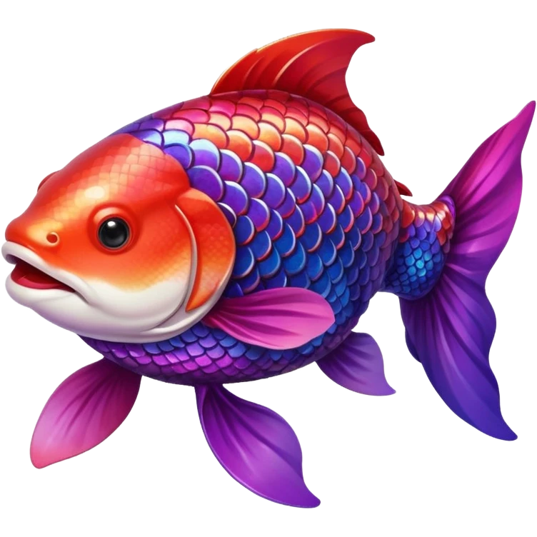 color gradient between red and purple glitter cute happy carp emoji