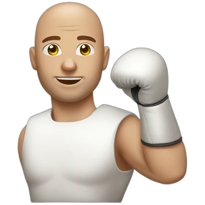 Bald white man box gloves emoji
