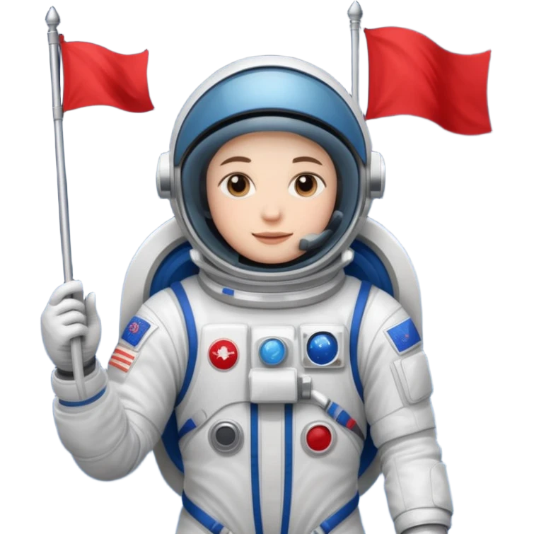 astronaut holding red flag emoji