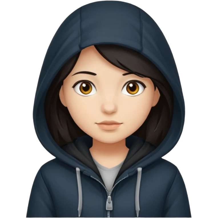 girl with a hood on with dark hair emoji