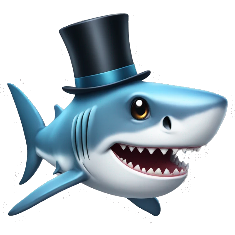 Shark with a top hat emoji