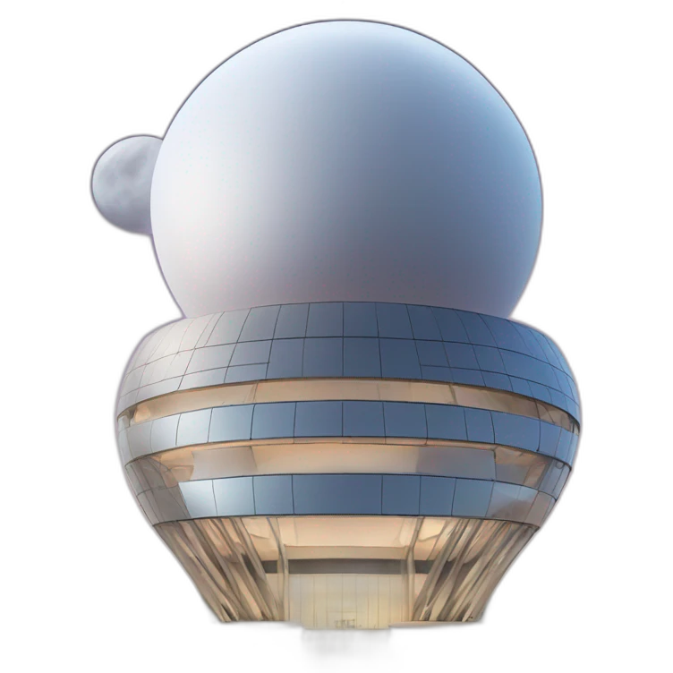 Apple Park building blasting off to outer space emoji