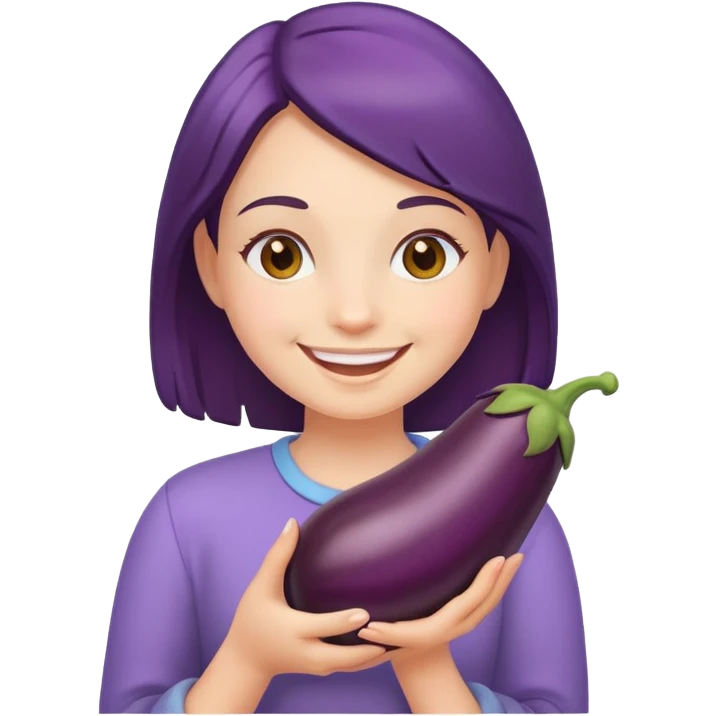 Flirting girl holding eggplant  emoji