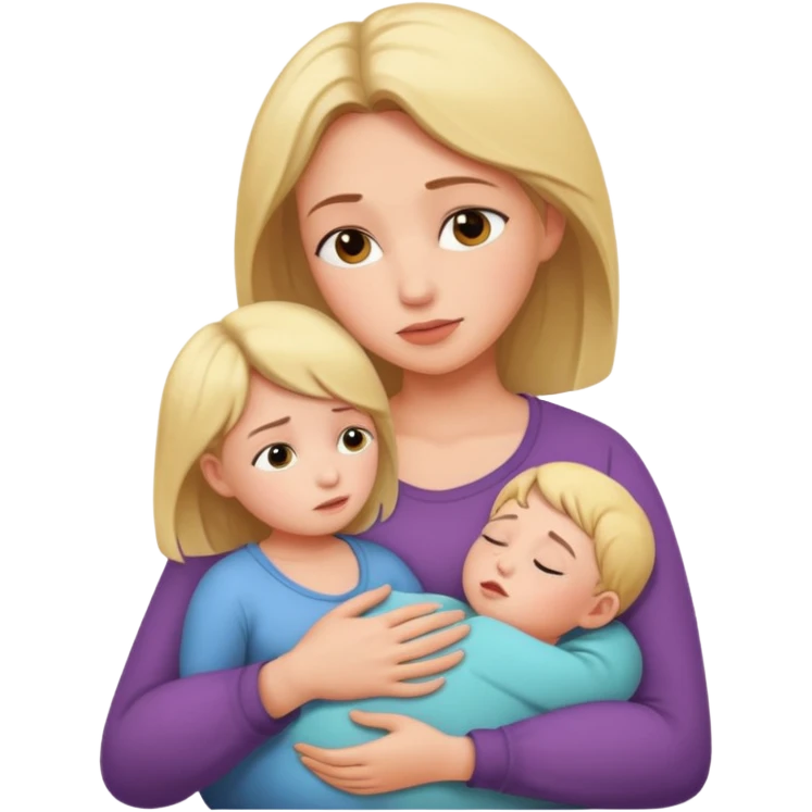 Large breasts mother comforts child emoji