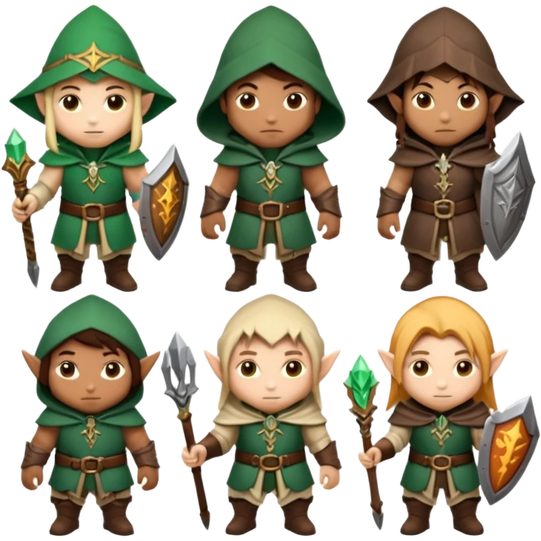 generate pack icon avatar like emoji on RPG theme. There is like warrior, magician, rogue, paladin and etc. Also mix it some race like human, orc, dwarf and etc. emoji