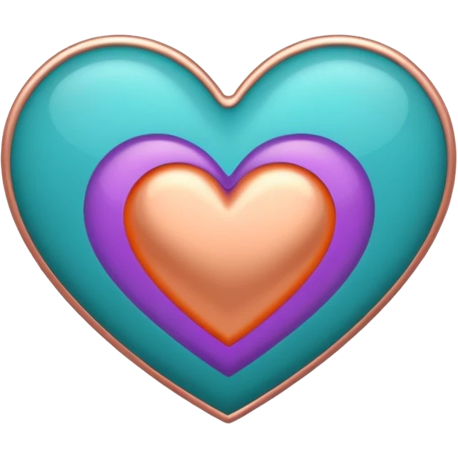 I need a teal, orange , purple, and rose gold Heart emoji that looks like a cartoon  emoji
