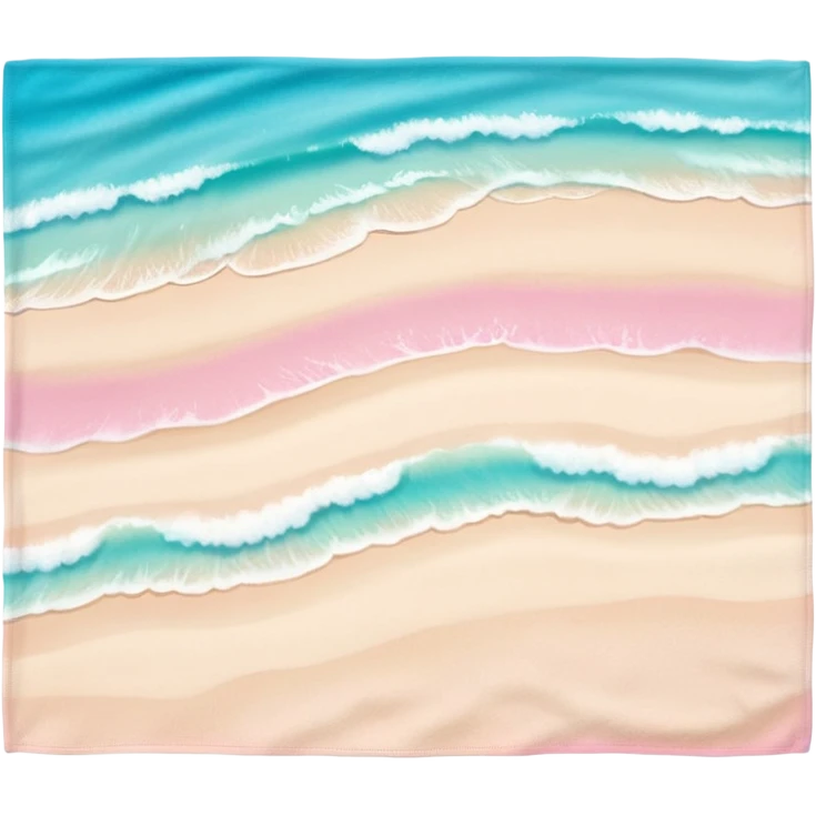White sand beach overhead view with pastel pink towel and ocean fade blur. emoji
