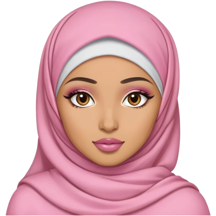 pretty lightskin pink hijabi baddie with makeup emoji