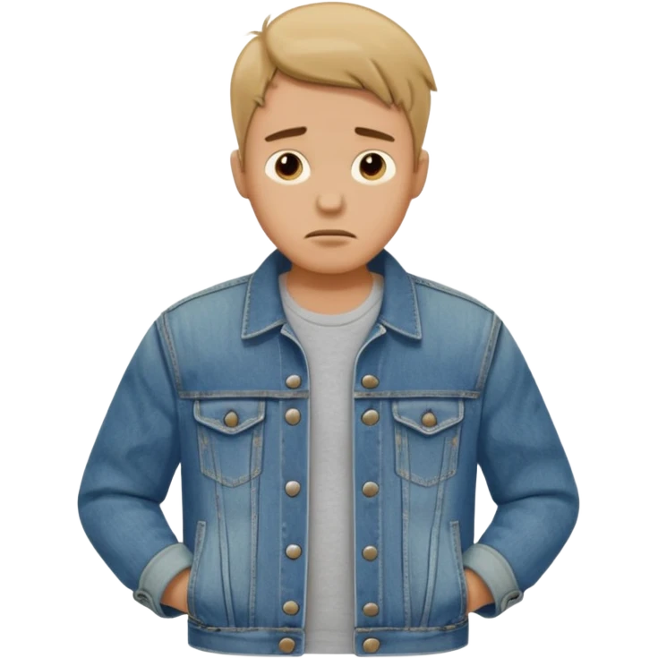 Un hombrecito con expresión triste revisandose los bolsillos y están vacíos que se vea que los bolsillos están vacíos emoji