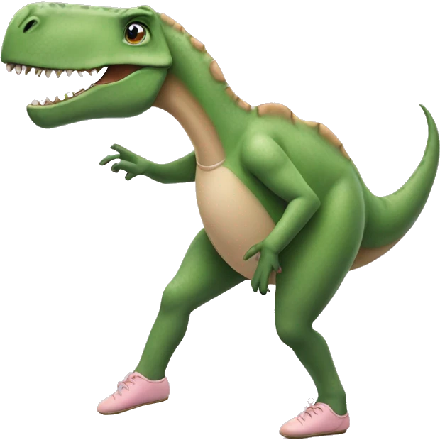 A dinosaur with ballet pointe shoes emoji