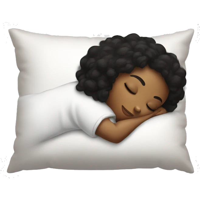 black hair girl sleeping on white pillow emoji