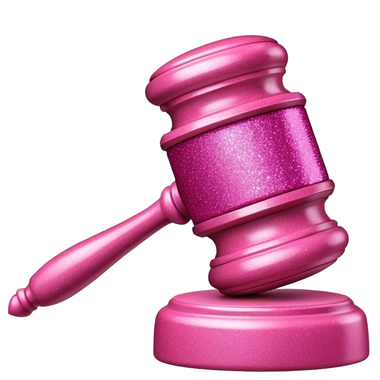 pink glitter gavel emoji