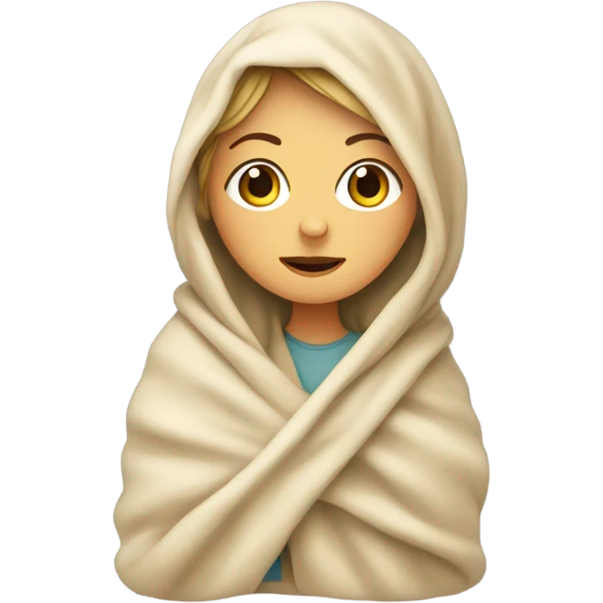 caucasian girl wrapped in blanket emoji