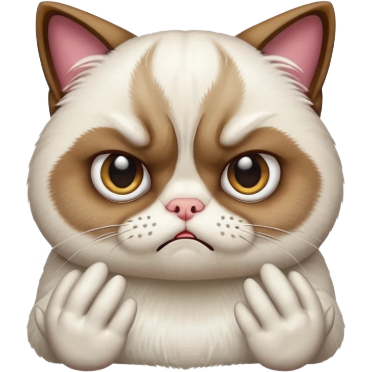 grumpy cat emoji with hands, showing an annoyed expression emoji