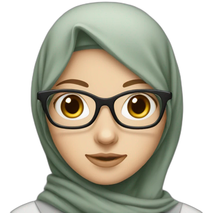 a white girl with hijab and glasses emoji