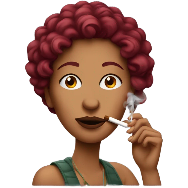 burgundy haired woman smoking joint emoji