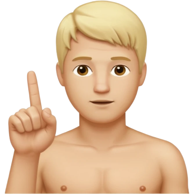 blonde hair tall thick naked and with middle finger up a man emoji
