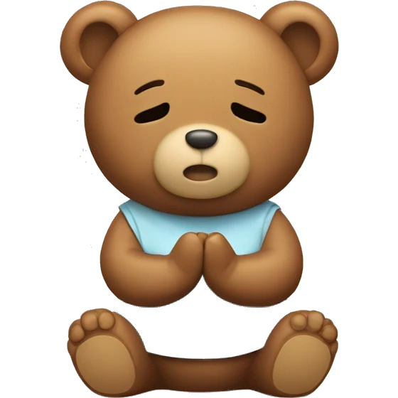 Teddy bear praying with closed eyes emoji