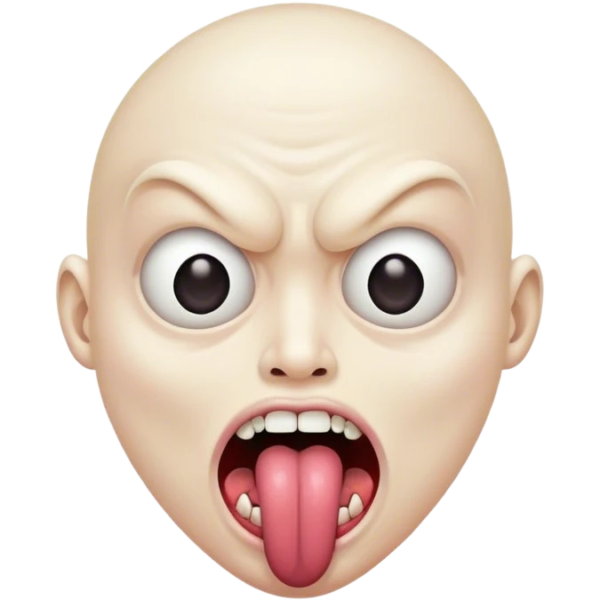 scary face with widened eyes and tongue sticking out emoji