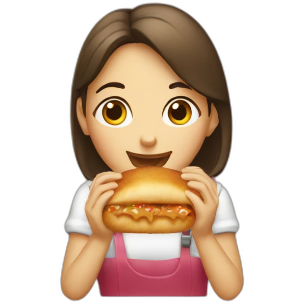 Girl eating panzerotti emoji
