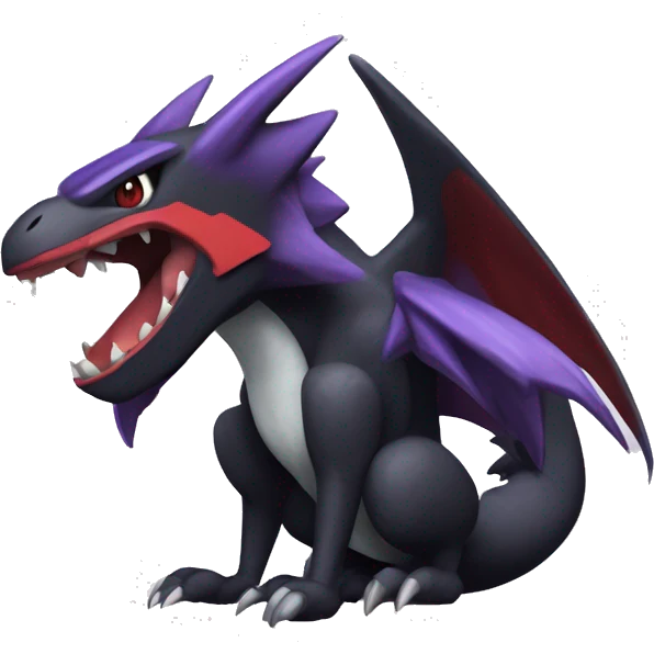 Black Cool Edgy Nargacuga-Garchomp-Noivern-Noibat Fakémon  with White and Red and purple and black Edgy markings emoji