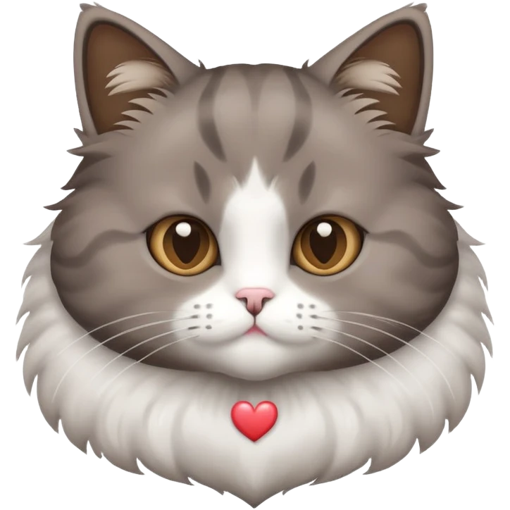 Grey Brown cat with a white heart emoji