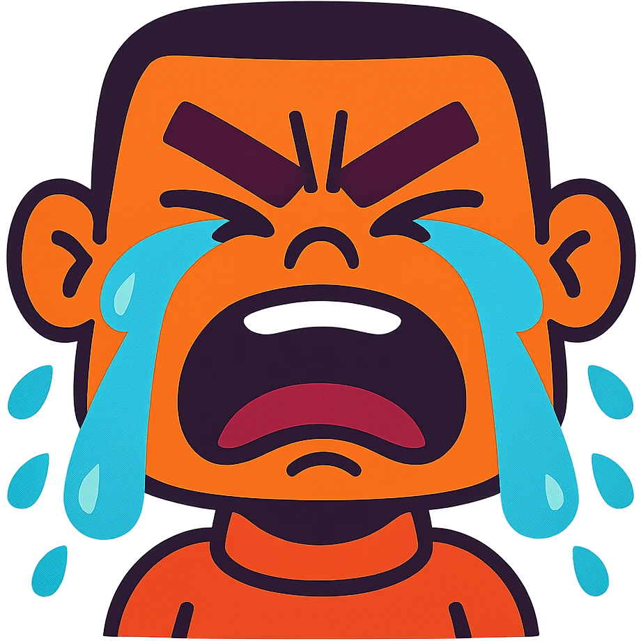 angry and crying face in vibrant toon style emoji