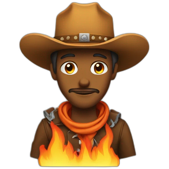 cowboy who has a hat made out of fire emoji
