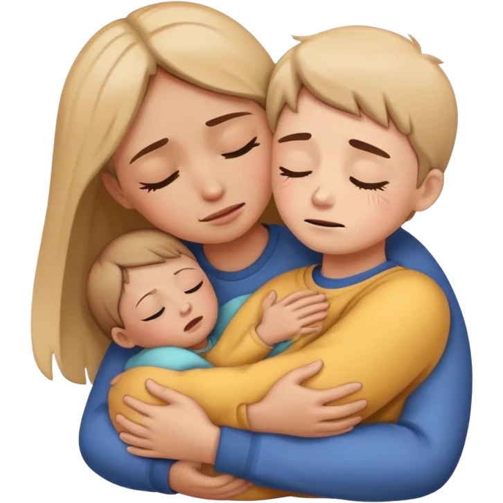 comforting parent hugging a crying child, warm and caring emoji